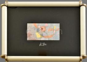 Üvegezett képkeret, műanyag és fém, benne paszpartuban Klee nyomattal. Sérült üveggel. Látható méret: 29x23,5 cm