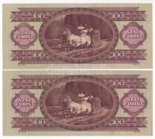 1962. 100Ft (2x) sorszámkövetők "B 657 047752-047753" T:I-,II 
Adamo F31