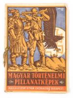 1936 Magyar történelmi pillanatképek gyűjtőalbuma, címlapon Gönczi-Gebhardt Tibor (1902-1994) grafikája, hiányos beragasztott gyűjtőképanyaggal