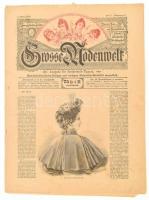 1896 Grosse Modenwelt c. német nyelvű divatlap V. évf. 5. száma, 1896. márc. 3., fekete-fehér illusztrációkkal, szabásmintákkal, kissé sérült állapotban, levált címlappal