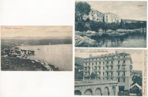9 db RÉGI képeslap: Abbazia, Crikvenica, Karlsbad / 9 pre-1945 postcards: Opatija, Cirkvenica, Karlo...