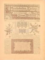 1896 Handarbeiten-Beilage, a Grosse Modenwelt c. divatlap kézimunkákat bemutató melléklete, V. évf. 3. sz., 1896. márc. 3., német nyelvű, fekete-fehér illusztrációkkal, 4 p., kissé sérült