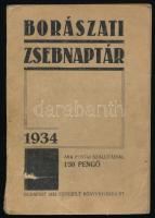 1934 Borászati zsebnaptár, Bp., Pátria Irod. Váll. és Nyomdai Rt., 190 p., korabeli hirdetésekkel, kissé viseltes, kiadói papírkötésben