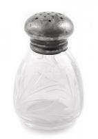 Ezüst (Ag) tetejű sószóró, csiszolt üveggel nettó 3 g, 5,5 cm
