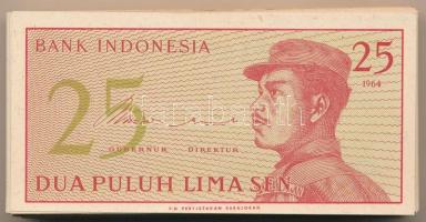 Indonézia 1964. 25s (100x) közte sorszámkövetők T:I,I- Indonesia 1964. 25 Sen (100x) with consecutive serials C:UNC,AU Krause P#93