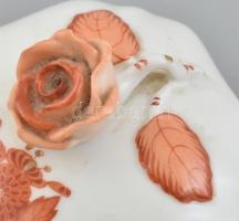 Herendi rózsaszín Apponyi mintás porcelán ékszeres dobozka. Kézzel festett, jelzett, hibátlan. 7x7 c...