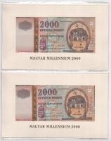 2000. 2000Ft "Millenium" (5x) "MM 0146161 - 0146165" sorszámkövetők. Mind eredet...