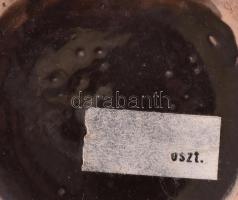 Iparművész piros-fekete csíkos kerámia váza, kopásnyomokkal, m: 25 cm