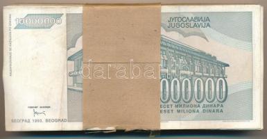Jugoszlávia 1993. 10.000.000D (100x) eredeti, nem saját banki kötegelővel T:III Yugoslavia 1993. 10....