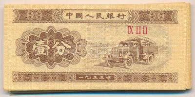Kína 1953. 1f (42x) T:I,I- China 1953. 1 Fen (42x) C:UNC,AU Krause P#860