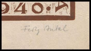 Fery Antal (1908-1994): Mátyás király születésének 500. évfordulója 1940. Linómetszet, papír, jelzet...