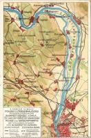 A Magyar Királyi Folyam- és Tengerhajózási Rt. Budapest-Dömösi vonala, térkép / Hungarian river and sea shipping map