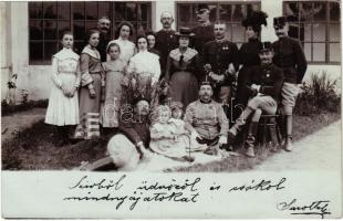 1902 Osztrák-magyar katonák családi körben / Austro-Hungarian K.u.K. military, soldiers with family. photo