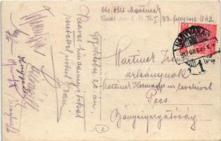 1917 A lerombolt híd közelében a katonaság civilek bevonásával építi az ideiglenes fahidat / WWI Aus...