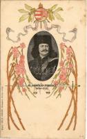 II. Rákóczi Ferenc (1676-1735) Szecessziós művészlap magyar címerrel. Blau József kiadása / Francis II Rákóczi. Art Nouveau, litho with coat of arms s: Basch Árpád (fl)