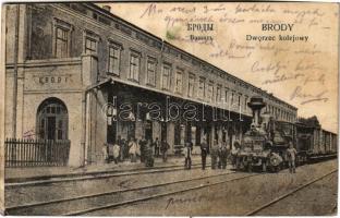 1915 Brody, Dworzec kolejowy / railway station, locomotive, train (fa)