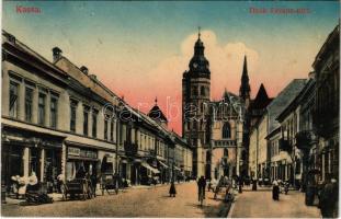 1915 Kassa, Kosice; Deák Ferenc utca, Mangl Manó üzlete. Benczur Vilmos felvétele / street view, shops