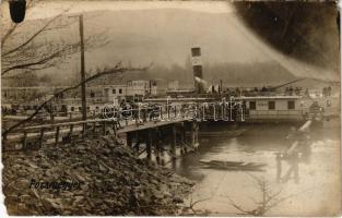 1924 Pócsmegyer, Hajóállomás gőzhajóval. photo (EM)