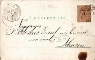 1899 (Vorläufer) Miskolc, Református főgimnázium, Tüzérségi laktanya, Mindszenti templom, MÁV üzletv...