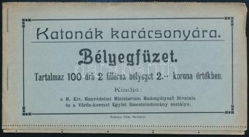 1915 Katonák Karácsonyára 2f segélybélyeg 100 db-ot tartalmazó magyar nyelvű teljes füzet