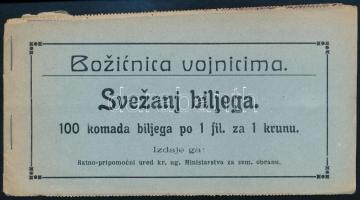 1915 Katonák Karácsonyára 1f segélybélyeg 100 db-ot tartalmazó horvát nyelvű teljes füzet