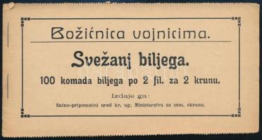 1915 Katonák Karácsonyára 2f segélybélyeg 100 db-ot tartalmazó horvát nyelvű teljes füzet