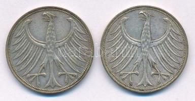 NSZK 1951G 5M Ag + 1957J 5M Ag T:2,2- patina, ph
FRG 1951G 5 Mark Ag + 1957J 5 Mark Ag C:XF,VF pati...