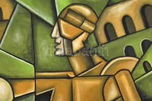 Szendrei József (1989-): Utazás. Olaj, vászon. Hátoldalon jelzett. Keretben. 90x60cm