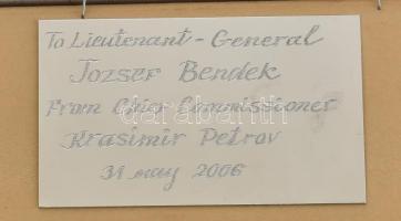 Dekon Dilavé bolgár festő: Színes kert. Olaj, vászon, jelzett, ajándékozási plakettel. 40x30 cm