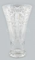 Ólomkristály váza, csiszolt üveg, csorbákkal, m: 30 cm