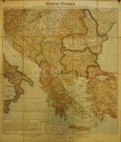 1913 Balkán térkép vászonra húzva, 75x90 cm, osztrák kiadás