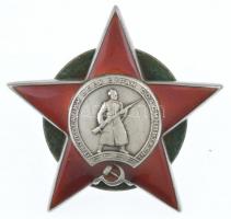 Szovjetunió 1930. "Vörös Csillag Érdemrend" zománcozott, jelzetlen Ag kitüntetés csavaros hátlappal, "57401" sorszám a hátoldalán T:2 patina Soviet Union 1930. "Order of the Red Star" enamelled Ag decoration without hallmark, with screw back, with "57401" serial number on the back C:XF patina