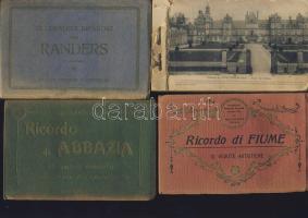 Fiume, Abbázia, Randers leporelló képeslapfüzetek 12-12 lappal + hiányos franciaországi Kastélyok képeslapfüzet 16 lappal