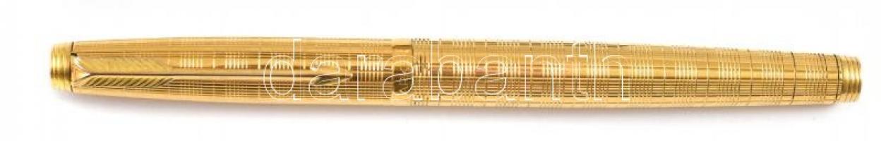 Parker 75 aranyozott töltőtoll, 18K arany (Au) heggyel, eredeti dobozában, jó állapotban. h: 12,5 cm