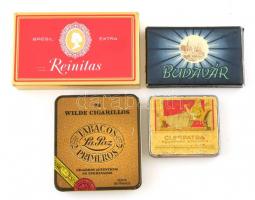 4 db szivaros doboz: Reinitas Brésil extra, Wilde Cigarillos, Cleopatra egyiptomi szivarka, Budavár, részben kopott