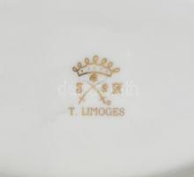 Limoges porcelán áttört tál, matricás, jelzett, kopásnyomokkal, 20×12 cm