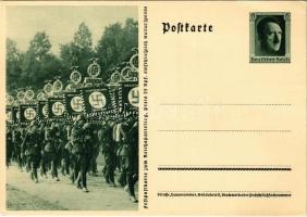 Deutschland Erwache! Festpostkarte zum Reichsparteitag / Germany, wake up! Nuremberg Rally. NSDAP German Nazi Party propaganda, swastika; 6 Ga. Adolf Hitler (EK)