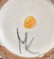 MK jelzéssel: retró váza, kerámia, szájperemén mázhibák, d: 23 cm