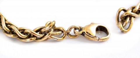 Aranyozott ezüst(Ag) karkötő, jelzés nélkül, kapocskarika nélkül, h: 19 cm, nettó: 10,65 g