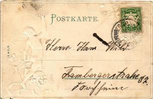 1908 Art Nouveau, Floral, Emb. litho (szakadás / tear)