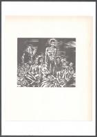 Frans Masereel (1889-1972): Nyomor. Fametszet, papír, jelzett a fametszeten, 11×13 cm + Johann Nepomuk Passini (1798-1874) 3 db rézmetszete