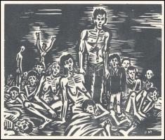 Frans Masereel (1889-1972): Nyomor. Fametszet, papír, jelzett a fametszeten, 11×13 cm + Johann Nepom...
