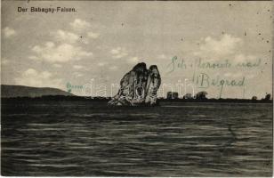 1916 Orsova, Al-Duna. Babagája szikla. Hutterer G. kiadása / Der Babagay-Felsen / Babagaj rock + FELDPOSTSTATION NR. 179. (EK)