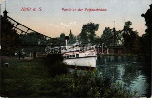 1916 Halle an der Saale, Partie an der Peißnitzbrücke / bridge, steamship (EK)