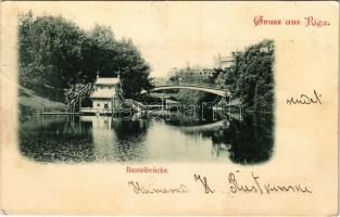 1899 (Vorläufer) Riga, Basteibrücke / bridge (fl)