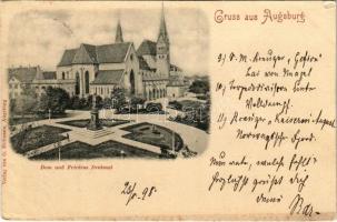 1898 (Vorläufer) Augsburg, Dom und Friedens Denkmal / cathedral, monument (tear)