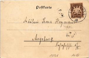 1898 (Vorläufer) Augsburg, Dom und Friedens Denkmal / cathedral, monument (tear)