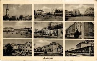 1940 Érsekújvár, Nové Zámky; mozaiklap vasútállomással / multi-view postcard with railway station (EB)