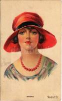 1927 Marjorie Lady art postcard (EK)