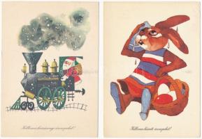 17 db MODERN grafikai üdvözlő motívum képeslap / 16 modern graphic greeting motive postcards